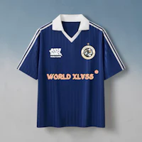 a blue soccer jersey with the word world xlivies on it
